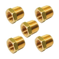 5 Pieces Hex Bushing Brass Reducer 1/2″ to 1/4″ NPT Pipe Fitting Male Female