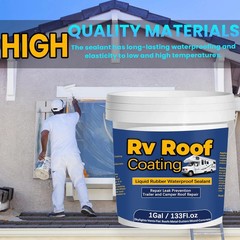 1Gal/133Fl.Oz Liquid Rubber Rv Roof Coating White Waterproof Sealant Camper Roof