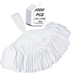 1000 Blank White Merchandise Price Tags with Strings Size #5 Retail Strung Label