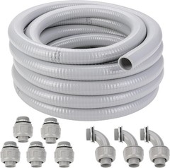 1 Inch Flexible Liquid Tight Conduit 25FT, Non Metallic Electrical Conduit Kit w