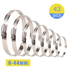 43Pcs Stainless Steel Hose Clamp Assortment Kit Adjustable 0.25″-1.8″(6-45mm)…