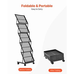 Uimoso Foldable Movable Brochure Rack with 5 Pockets Magazines and Literature