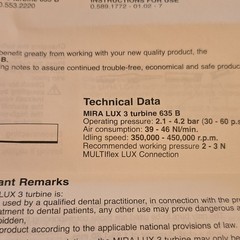 KaVo MIRA LUX 3 Turbine 635 B High Speed Straight Autochuck MULTIflex LUX