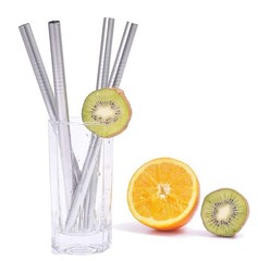 ALINK Stainless Steel Smoothie Straws, 9 inch X 0.315 Wide Straight, Silver