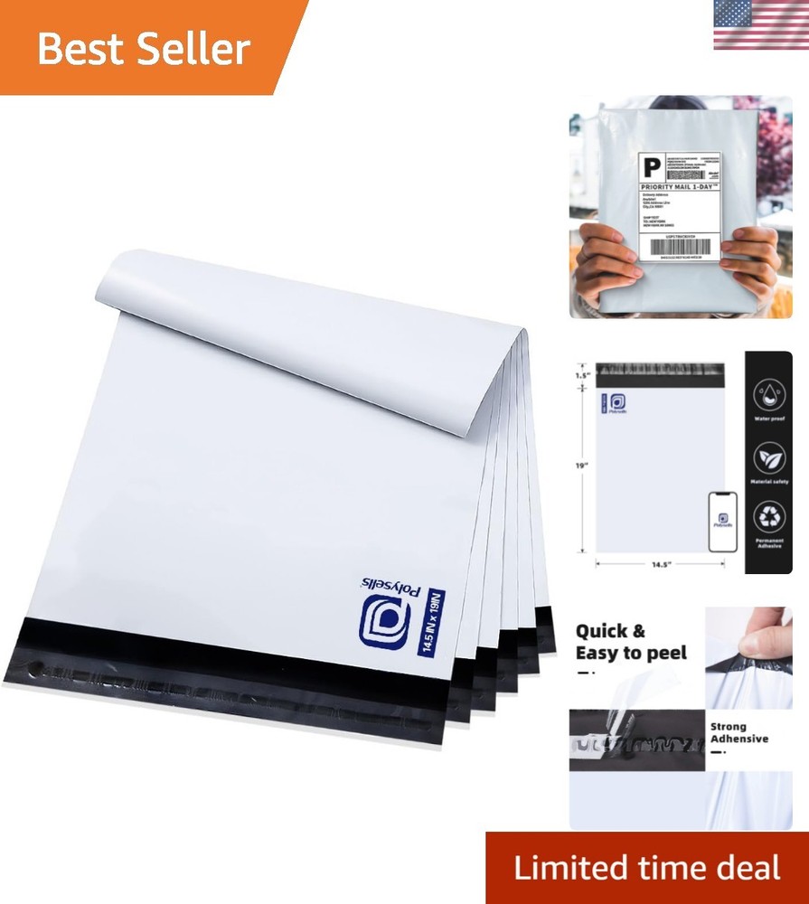 Lightweight 100 Pcs Self-Sealing Poly Mailers – 14.5×19 Inch Storage Solution