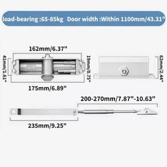 187lbs Commercial Door Closer Heavy Duty Residential Hydraulic Auto Silver US