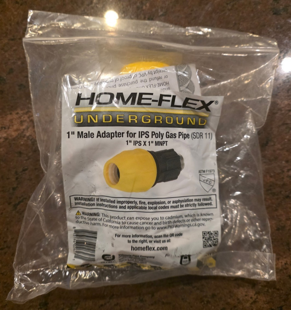 HOME-FLEX 1″ Polypropylene Underground Yellow Poly Gas Pipe Conversion Fitting