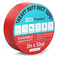 360Tronics Duct Tape, 2in x 50yds, 50 M, Red