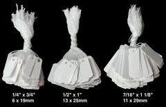 Blank White Merchandise Price Tags w/ String Jewelry Retail Strung 100 Pcs