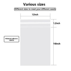 100CT 12×16″ Self Adhesive Sealing Cellophane Bags Large Clear Tshirt Sheets