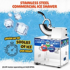 Commercial Snow Cone Machine Acrylic Ice Crusher Shaver 500lbs Per Hour for