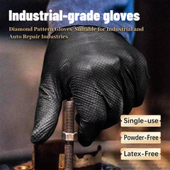 GP Craft Black Large Nitrile Gloves Diamond 8Mil Disposable Latex Free 1000/Case