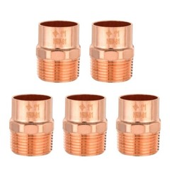 5 PCS EFIELD 1″ C x 1″ MNPT Copper Male Adapter Fittings, Lead Free