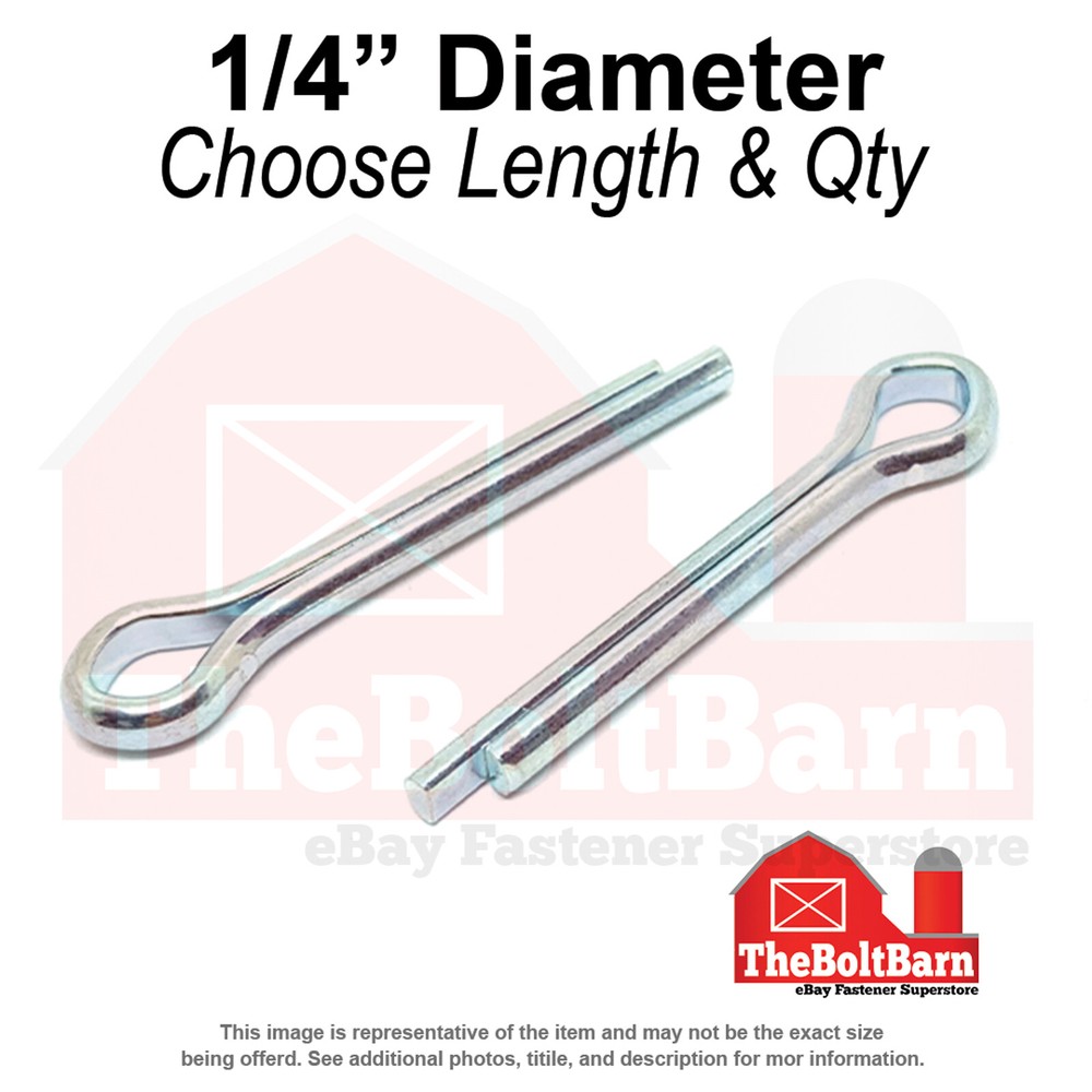 1/4″ Steel Extended Prong Cotter Pin Zinc Clear (Choose Length & Quantity)