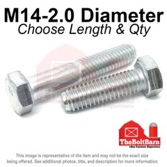 M14-2.0 Class 10.9 Hex Cap Screws Bolts COARSE Thread Zinc (Pick Length & Qty)
