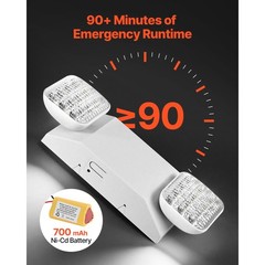 6-Pack Emergency Lighting Fixtures, 24 SMD2835 LEDs, 90-Min Backup, AC120/277V