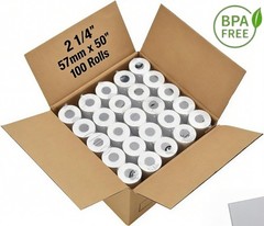 100 Rolls 2 1/4″ 57mm x 50′ Cash Register Credit Card POS Receipt Thermal Paper