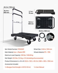 VEVOR Foldable Push Cart Dolly 330 lbs Folding Platform Hand Truck with Wheels