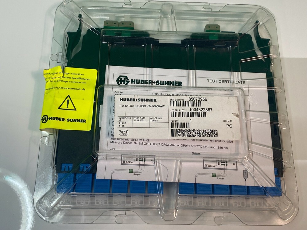 HUBER+SUHNER IANOS Transition module Base-8, front 12 × LCD, rear 3 x MTP8, OS2