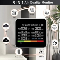 Multi-function Air Quality Monitor For Home Use 9-in-1 Detector W/LED Display