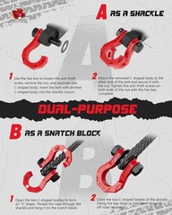 3/4″ Easy Open D Ring Shackle with Snatch Block for Off-Road Recovery