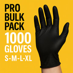 Advance Black Nitrile Exam Gloves IF 51, 5 Mil Disposable Gloves 1000pc S/M/L/XL