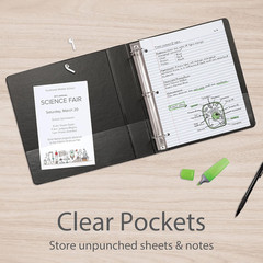 3 Ring Binders, 0.5 Inch One-Touch Easy Open D Rings, Durable Binders for School