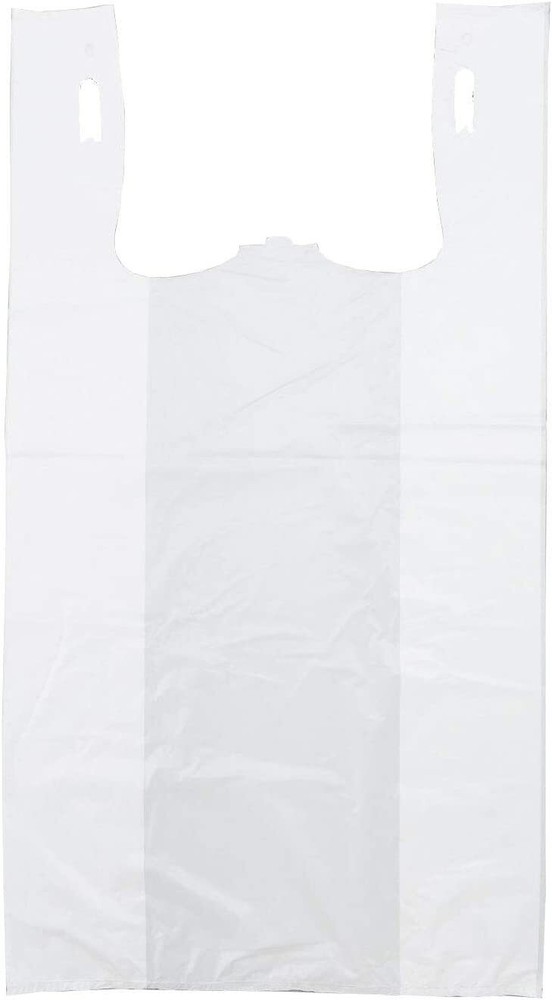 Bags 1/6 Large 21 x 6.5 x 11.5 White T-Shirt Plastic Grocery Shopping Bags F&S
