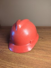 Vintage Red MSA V-Gard Protective Hard Hat Early 70’s