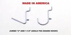 10 each 1 1/2 Angle & J Hook Metal Peg Garage Hanger Hooks -1/8 to 1/4″ Pegboard