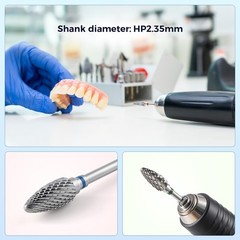 Dental Lab Tungsten Carbide Burs HP 2.35mm Polishing Bur for Low Speed handpiece