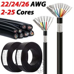 Flexible 2-25 Cores Multi Core 22/24/26AWG Shielded Wire Cable PVC Copper Tinned