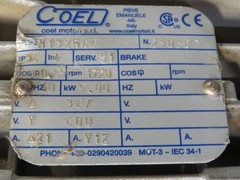 Coel H132HA4 Motor 9kW 1720rpm 347V 600YV TEFC 12Y 21A 60Hz SHELF WEAR USED