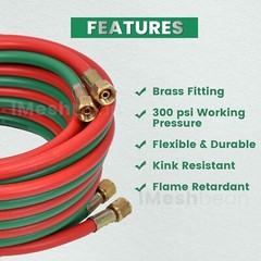 25FT Oxygen Acetylene Hose 1/4 Inch Twin Welding Hose Cutting Torch Hoses US