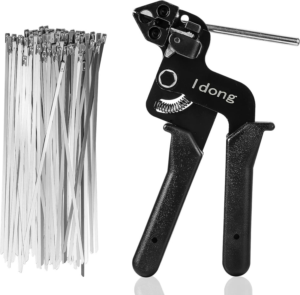 Stainless Steel Cable Tie Gun Kit 100PCS 4.6x270mm Zip Tie Tool Heavy Duty