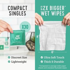 Flushable Wipes, Individually Wrapped, Travel Friendly, Unscented with Cucumb…