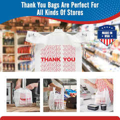 1000 Bolsas Plastico Gracias 12×6.5×21 Pulgadas Camiseta Para Compras Blanco