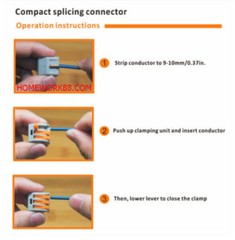 100 PCS, 222 REUSABLE TERMINAL BLOCK LEVER HOME WIRE CONNECTOR – 2 WAY