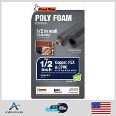 Foam Pipe Insulation 6 ft 1/2″ Frost King Tube Wrap Hot Cold Water Pipe