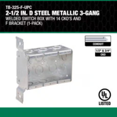 2-1/2 In. D Steel Metallic 3-Gang Welded Switch Box with 14 Cko’S and F Bracket,