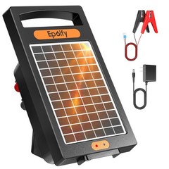 24 Hour Solar Electric Fence Charger, 10 Miles, Up to 10200v Output Black