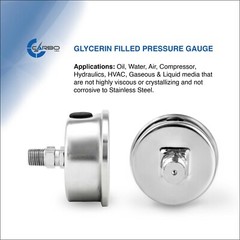 2-1/2″ Vacuum Gauge, Stainless Steel Case, Liquid Filled, Back Mnt -30 Hg/0