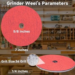 11710 7″ Disc Grinding Wheel, 36-Grit Ceramic Resin Fiber, Fits RBG 712, 750, 78