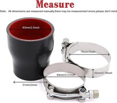 2″ to 2.5″ Straight Silicone Hose Reducer w/ T-Bolt Clamp for Turbo Intercooler