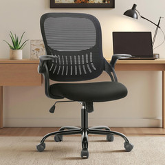 Silla oficina ejecutiva malla ergonomica respaldo medio ajustable soporte lumbar