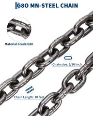 Lifting Chain Sling 5/16″,3/8″,1/4″ x 5/10′ 4-Leg w/ Grab Hook & Adjusters G80