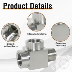 1/8 NPT Tee,FemalexFemalexMale 3 Ways T Pipe Aapter for Water/Oil