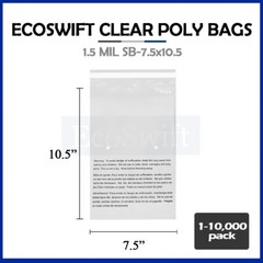 1-10000 7.5×10.5 EcoSwift Self Seal Suffocation Warning Clear Poly Bag Free Ship