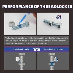 Red Purple and Blue Lock Tight Threadlocker 10ml-3Pack, Low, Medium and High Str