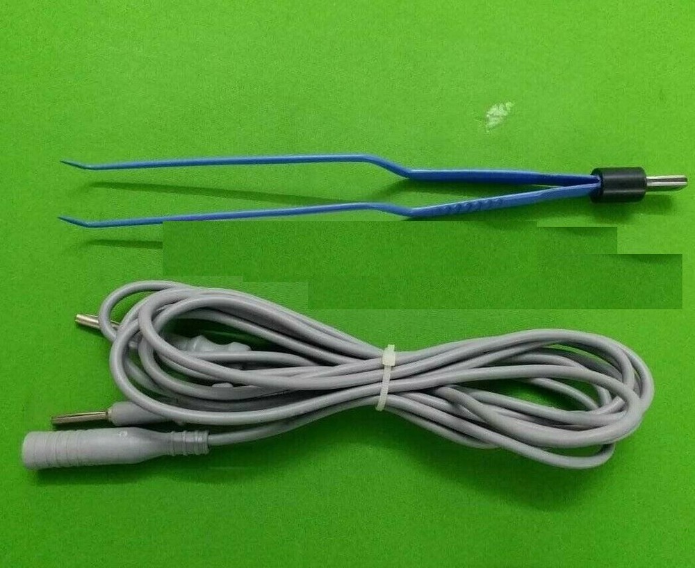 Laparoscopic Bipolar Bayonet 45 Deg Forceps 8” Tip 2mm Wide Cable Instrument CE